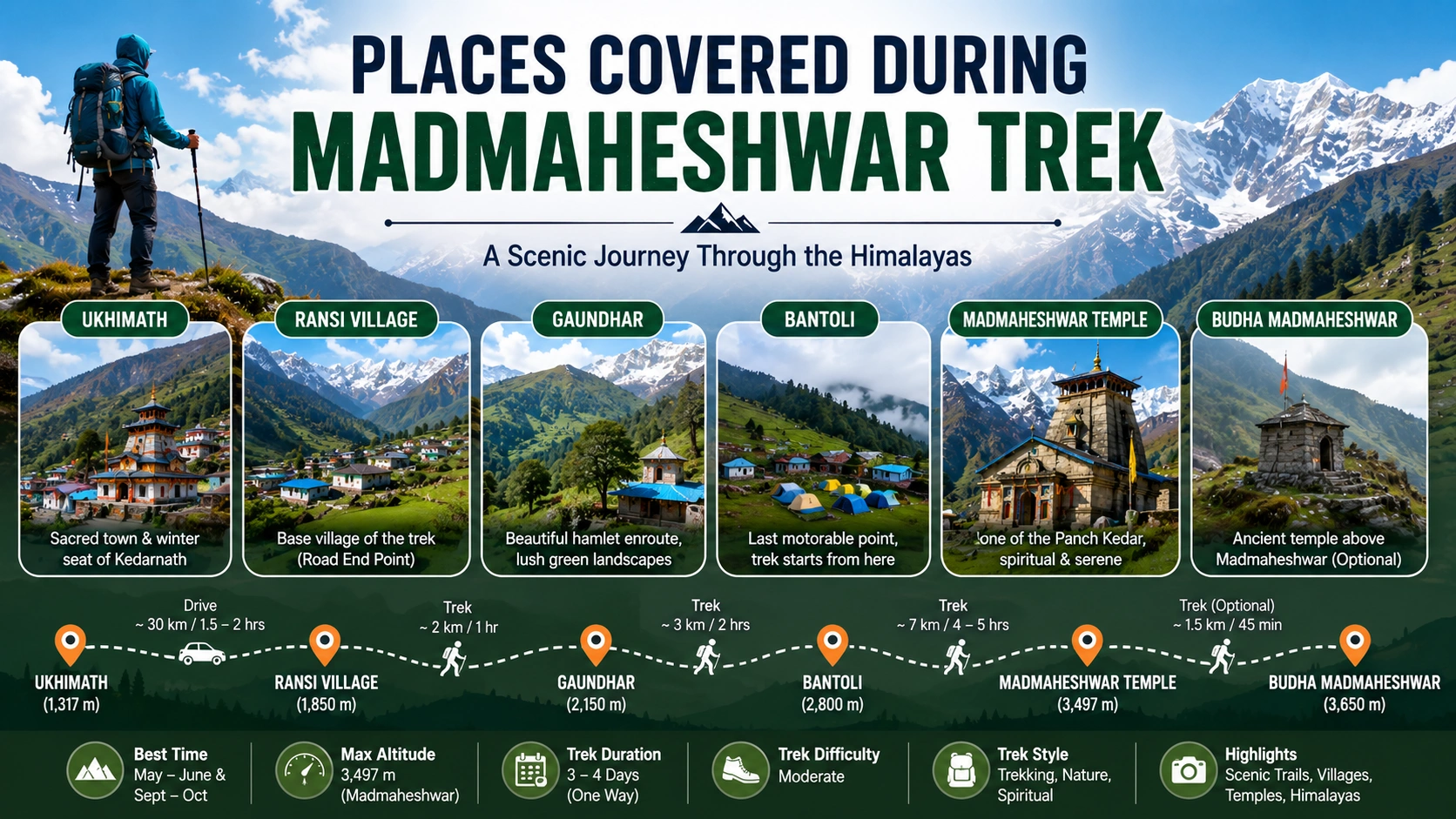 Madmaheshwar season weather trek meadows Garhwal Himalayas